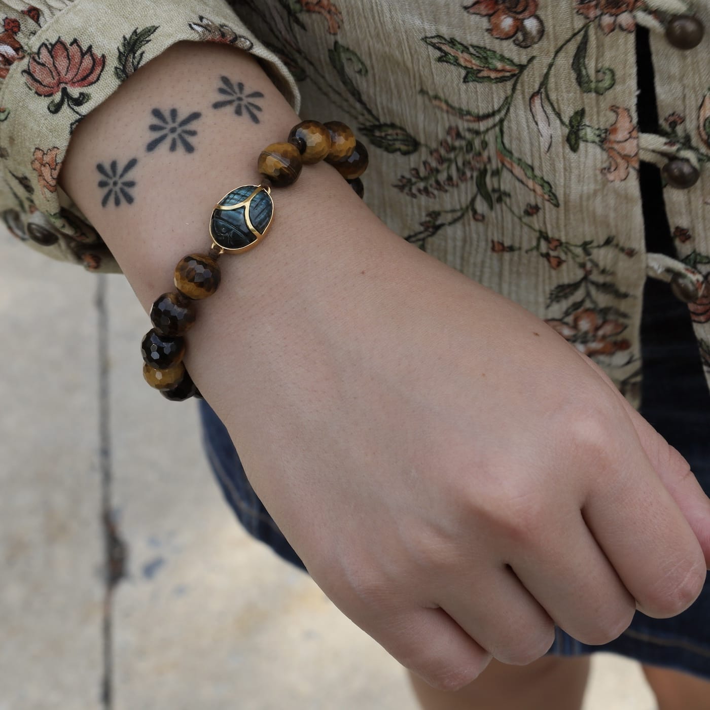 BRC-GPL Scarab Bracelet Tiger's Eye