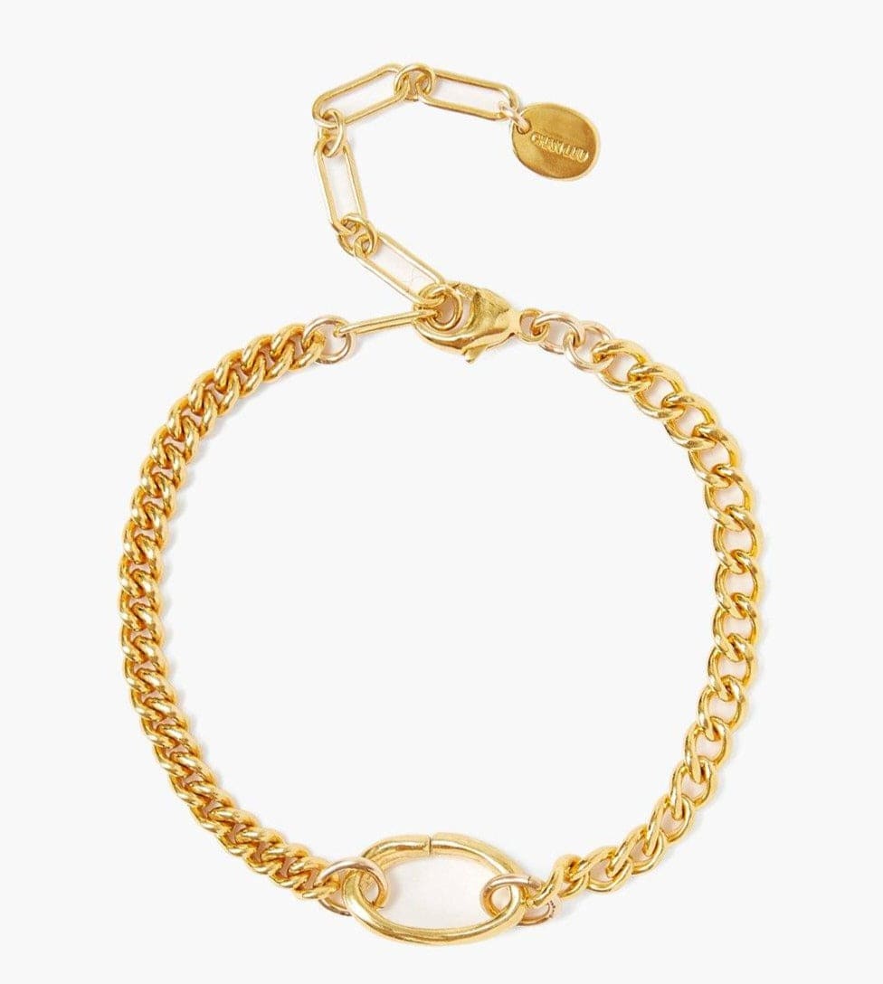 BRC-GPL Sculptural Ring Gold Chain Link Bracelet