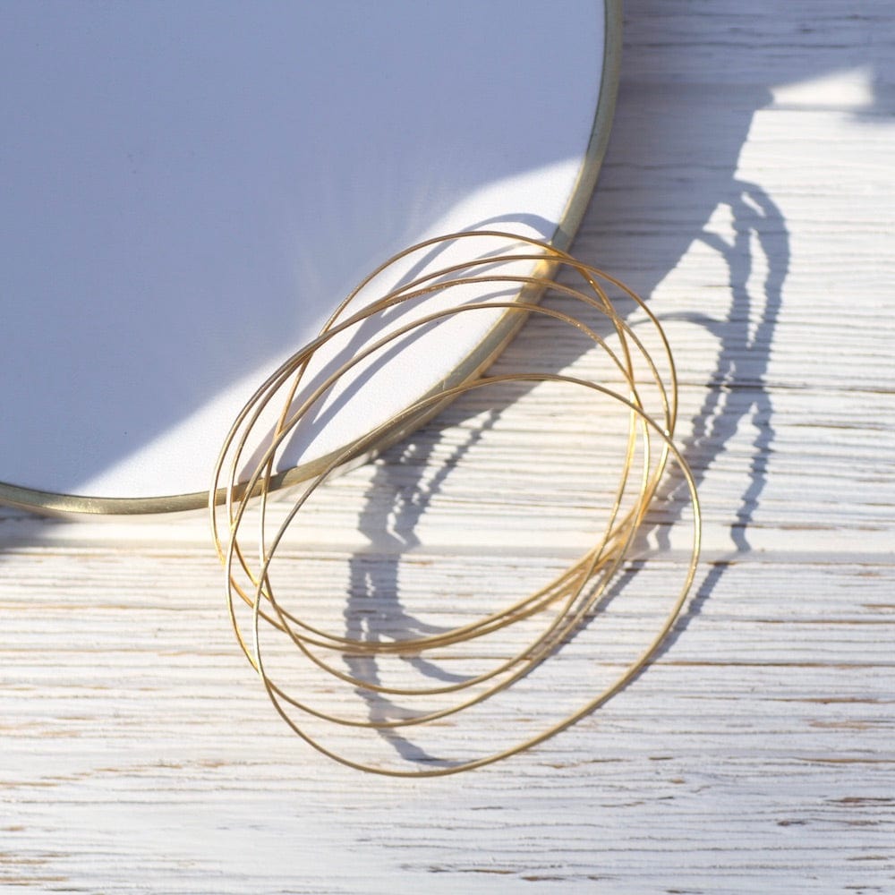BRC-GPL Set of 5 Oval Whisper Bangles - Gold Plate