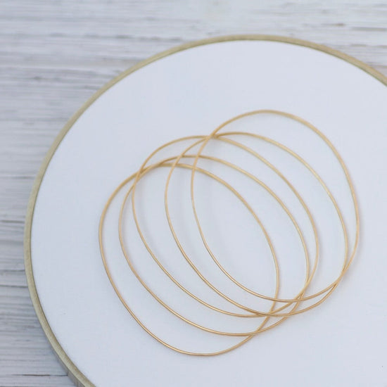 BRC-GPL Set of 5 Oval Whisper Bangles - Gold Plate