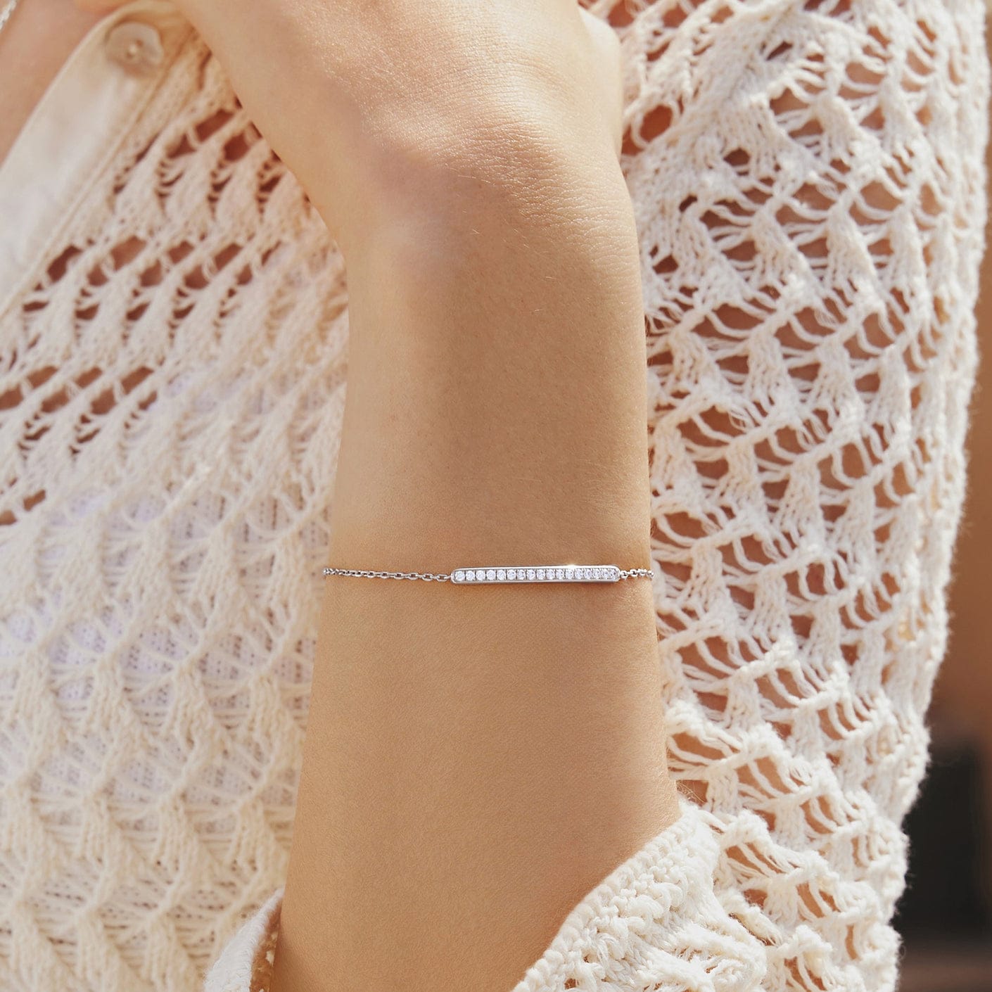 BRC-GPL Silver Pave Bar Bracelet