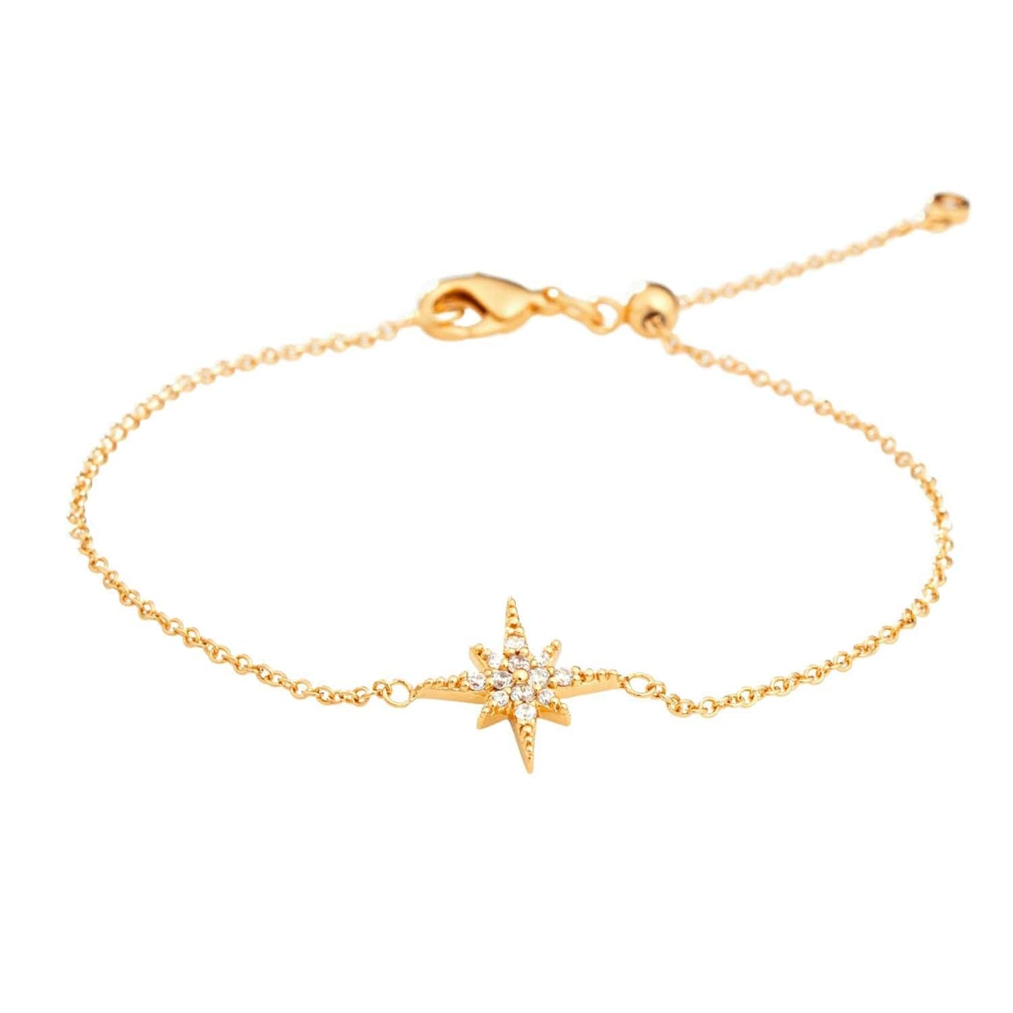 BRC-GPL Starburst Bracelet with Slider Clasp - 18k Gold Pl