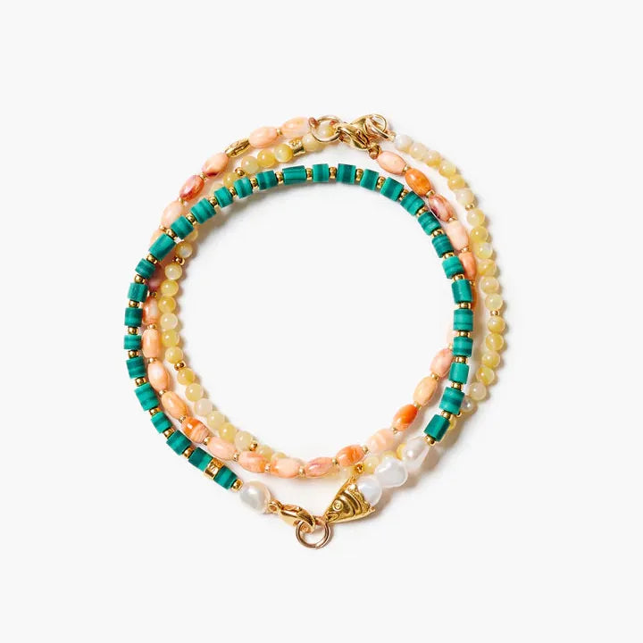 BRC-GPL Trio Friendship Bracelet Set Malachite