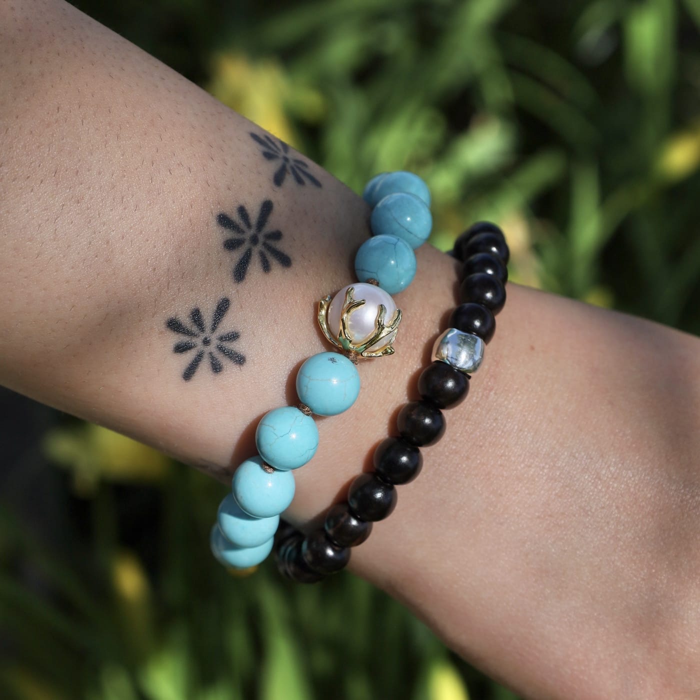 BRC-GPL Turquoise Coral Crown Bracelet