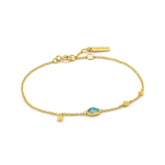 BRC-GPL Turquoise Discs Gold Bracelet