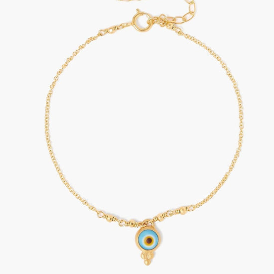 Load image into Gallery viewer, BRC-GPL Turquoise Micro Evil Eye Gold Bracelet

