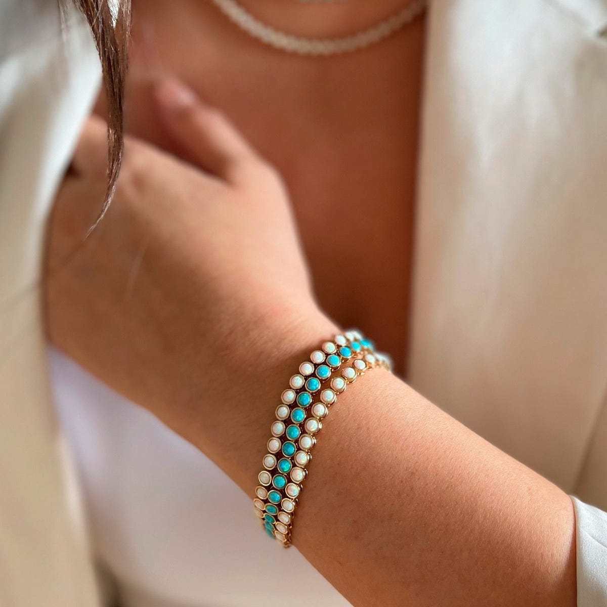 BRC-GPL White Opal Tennis Bracelet
