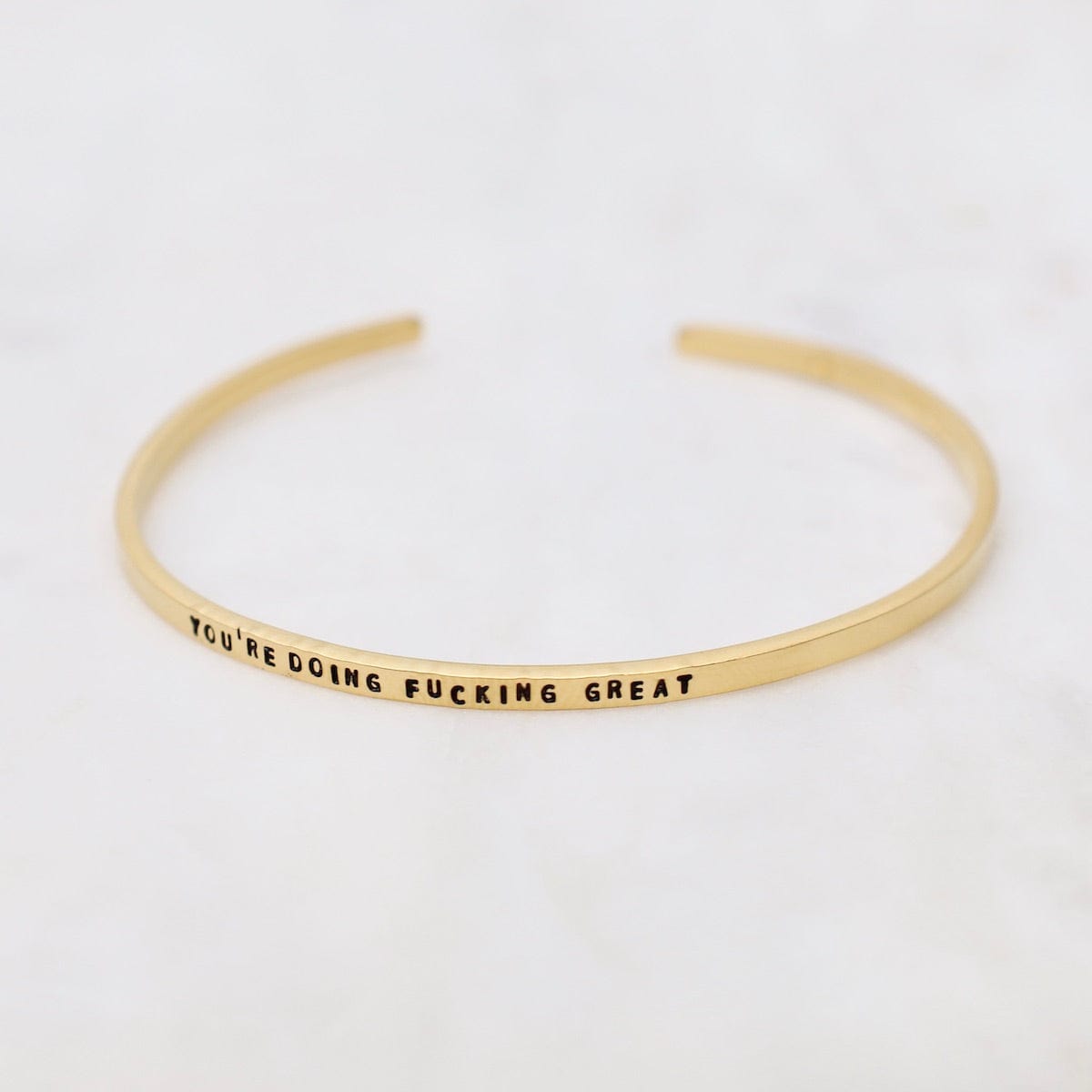 BRC-GPL You're Doing F*cking Great Stamped Gold Plated Cuff Bracelet