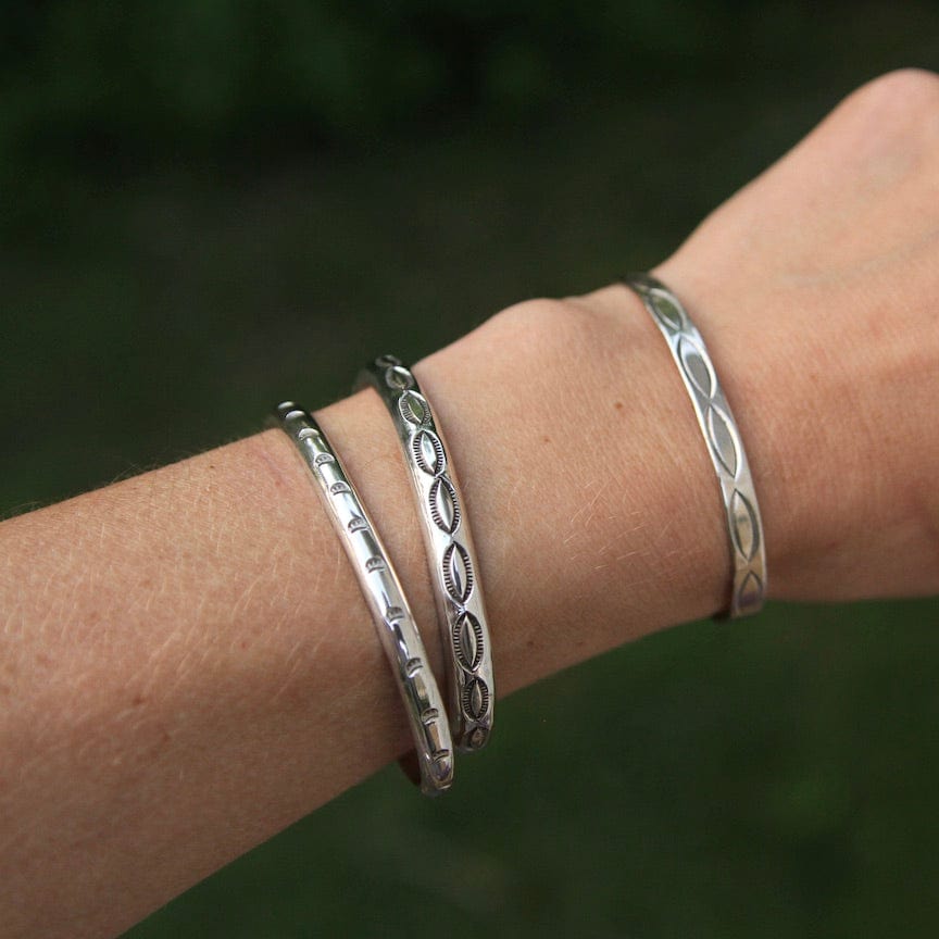 BRC Half Round Stamped Silver Cuff by K. McCrae