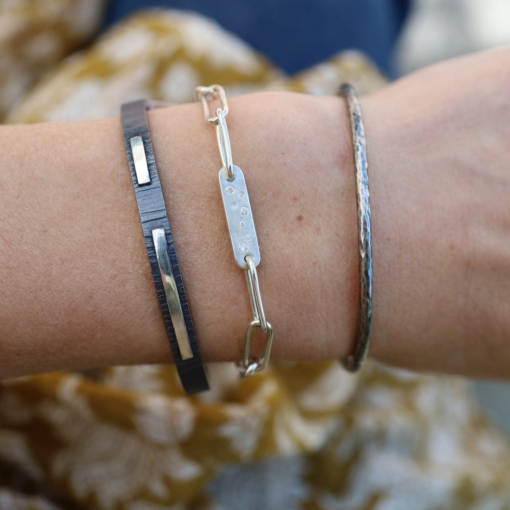 BRC Hammered Oxidized Silver Tee Shirt Cuff