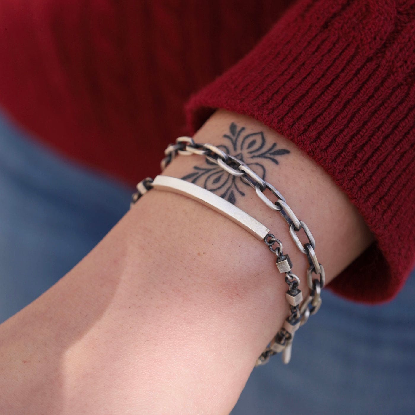 BRC Handmade Box Chain Id Bracelet