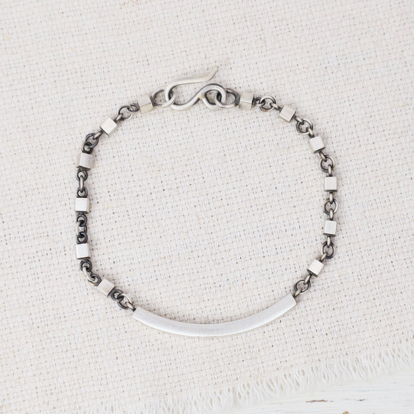 BRC Handmade Box Chain Id Bracelet - Sterlig Silver