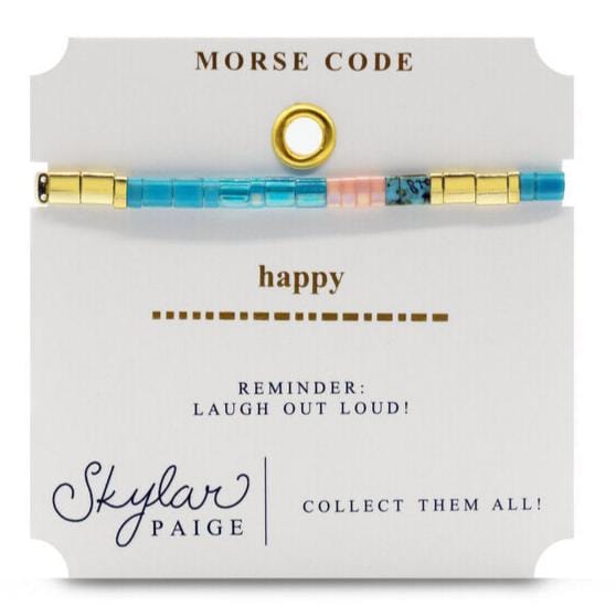 BRC Happy - Morse Code Tila Beaded Bracelet