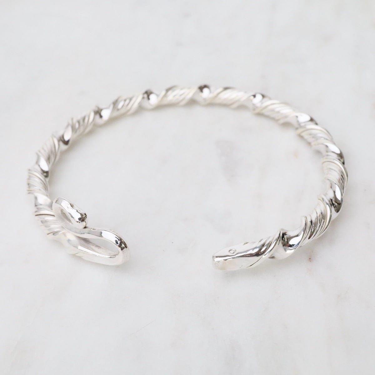 Heavy Twist Sterling Silver Cuff with Snake Ends