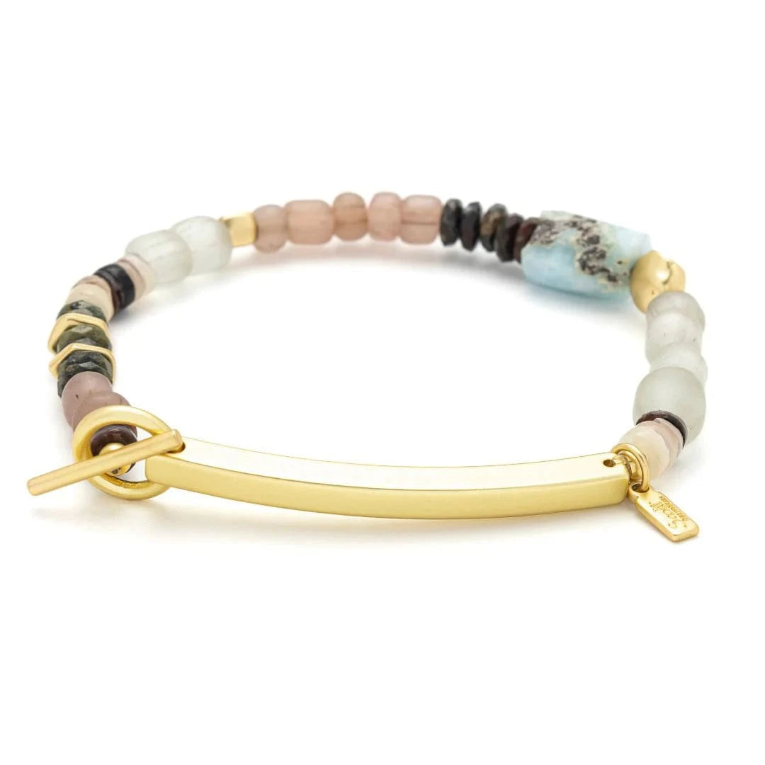 BRC Hidden Message Bracelet - Badass/Larimar/Gold "You are badass"