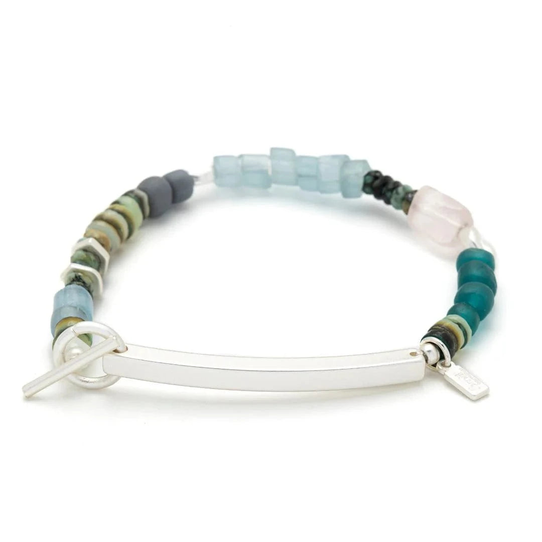 BRC Hidden Message Bracelet - Boss B?tch/Rose Quartz/Silver