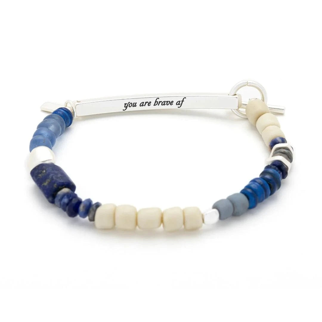 BRC Hidden Message Bracelet - Brave AF/Lapis/Silver "Y