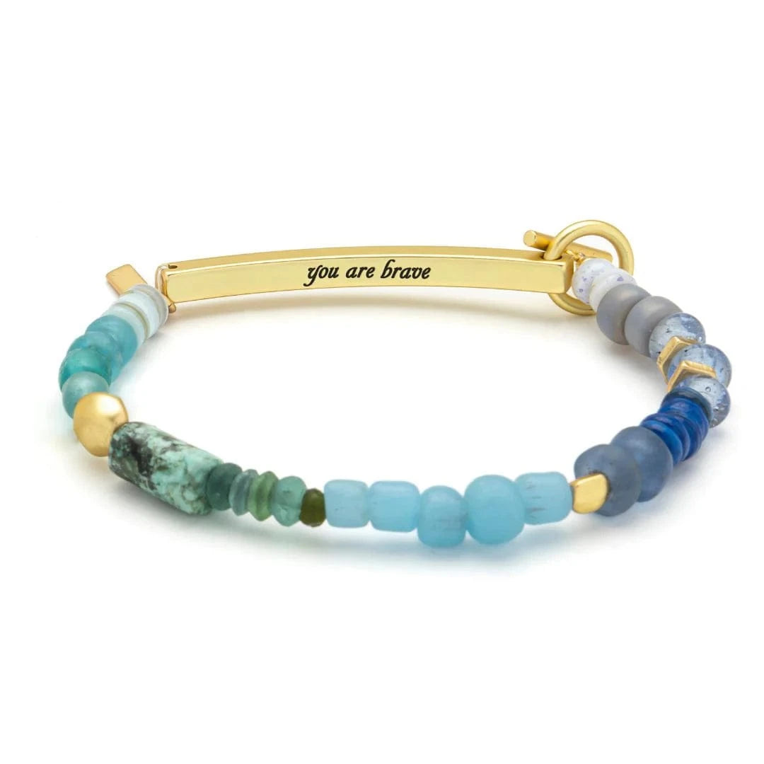BRC Hidden Message Bracelet - Brave/African Turquoise/Gold