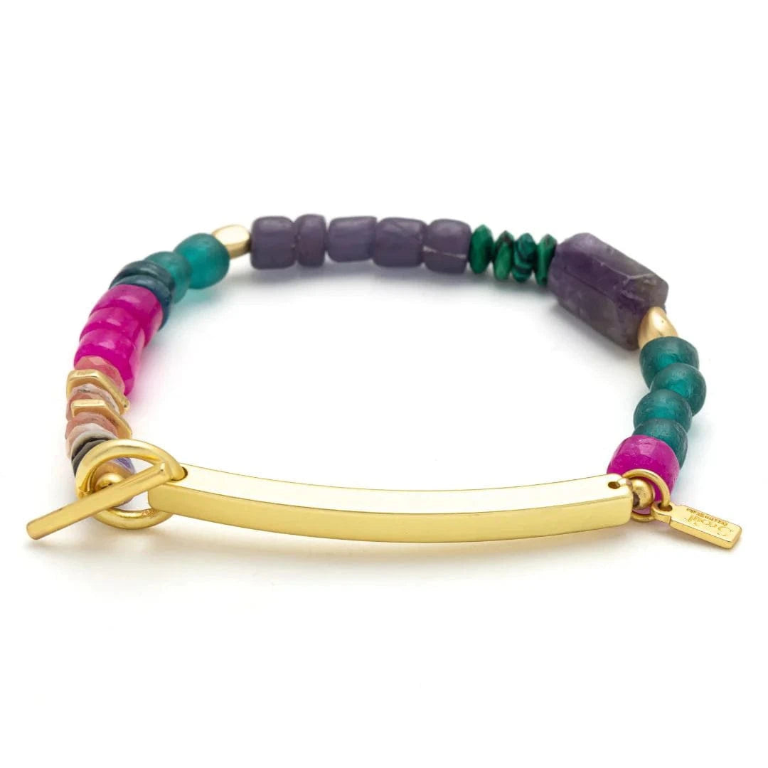 BRC Hidden Message Bracelet - Strong AF/Amethyst/Gold