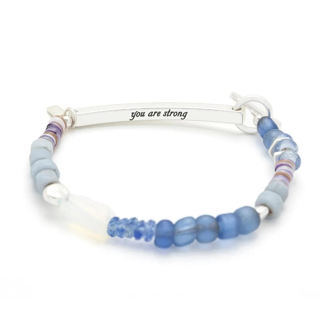 BRC Hidden Message Bracelet - Strong/Opalite/Silver " You Are Strong"
