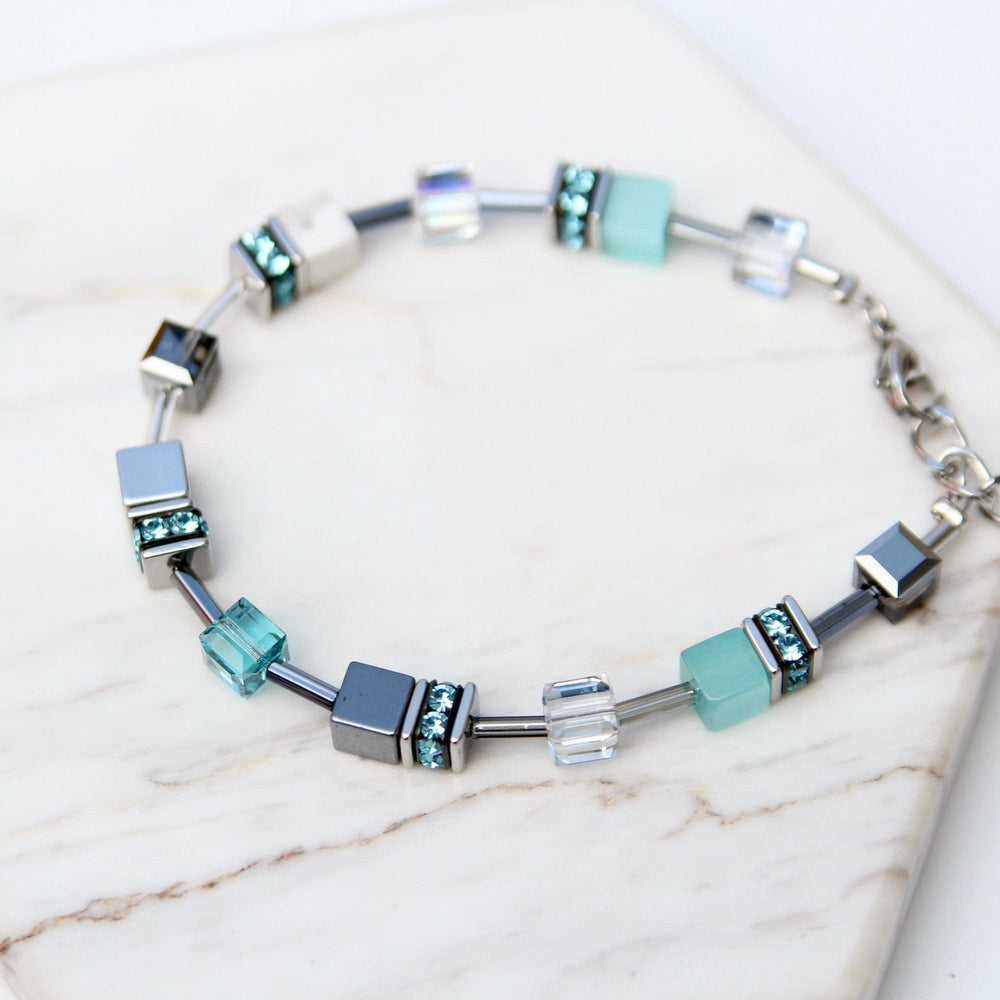 BRC Howlite Cat's Eye Geo Cube Bracelet