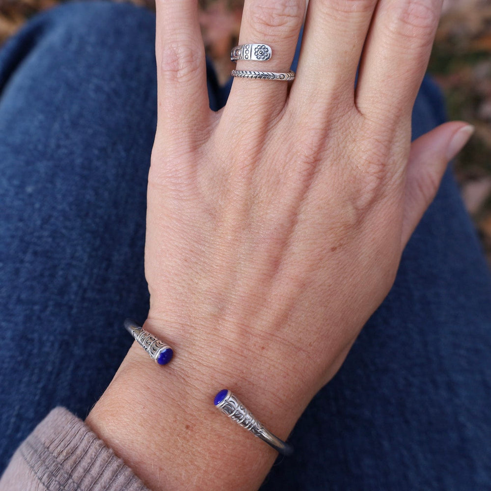 
                  
                    BRC Infinity Silver Shop Etched Cuff with Blue Enamel
                  
                