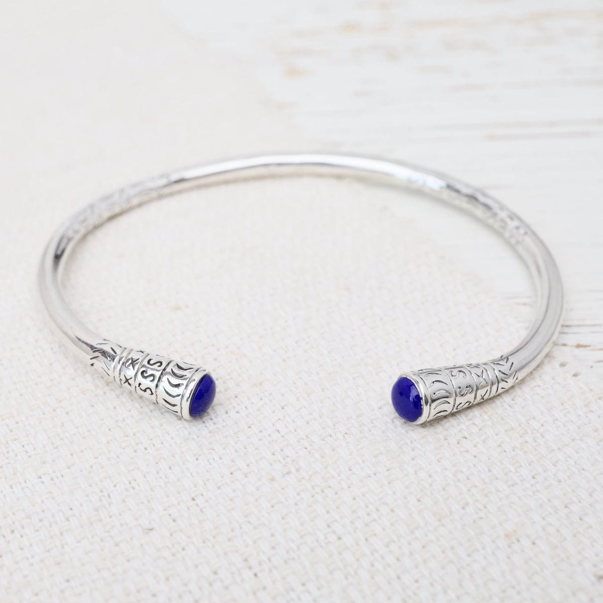 BRC Infinity Silver Shop Etched Cuff with Blue Enamel