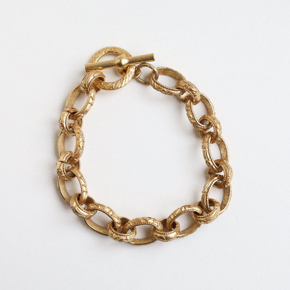 BRC-JM Alternating Pattern Link Bracelet - Gold Plate