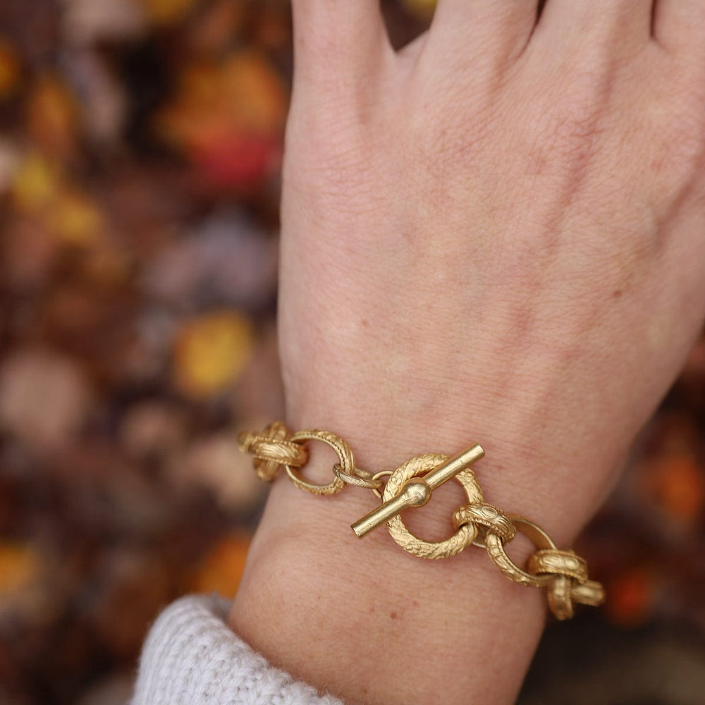 
                  
                    BRC-JM Alternating Pattern Link Bracelet - Gold Plate
                  
                