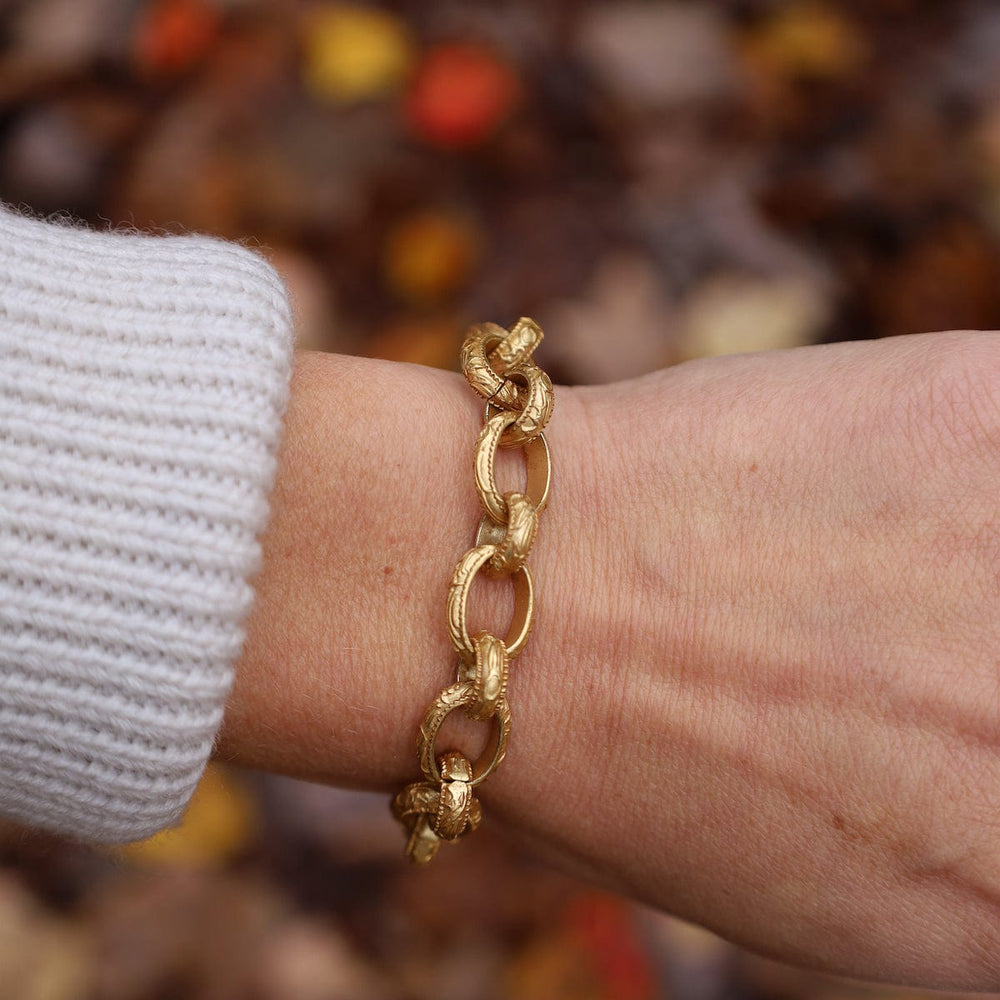 BRC-JM Alternating Pattern Link Bracelet - Gold Plate