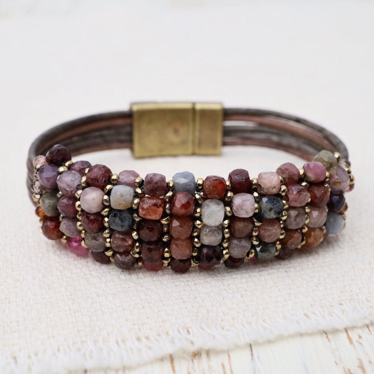 BRC-JM Autumn Spinel and Hematite with Hematite & Tundra Trim Bracelet