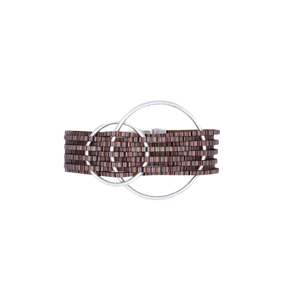 
                      
                        BRC-JM BEIGE MATTE SILVER DOUBLE CIRCLE BRACELET
                      
                    