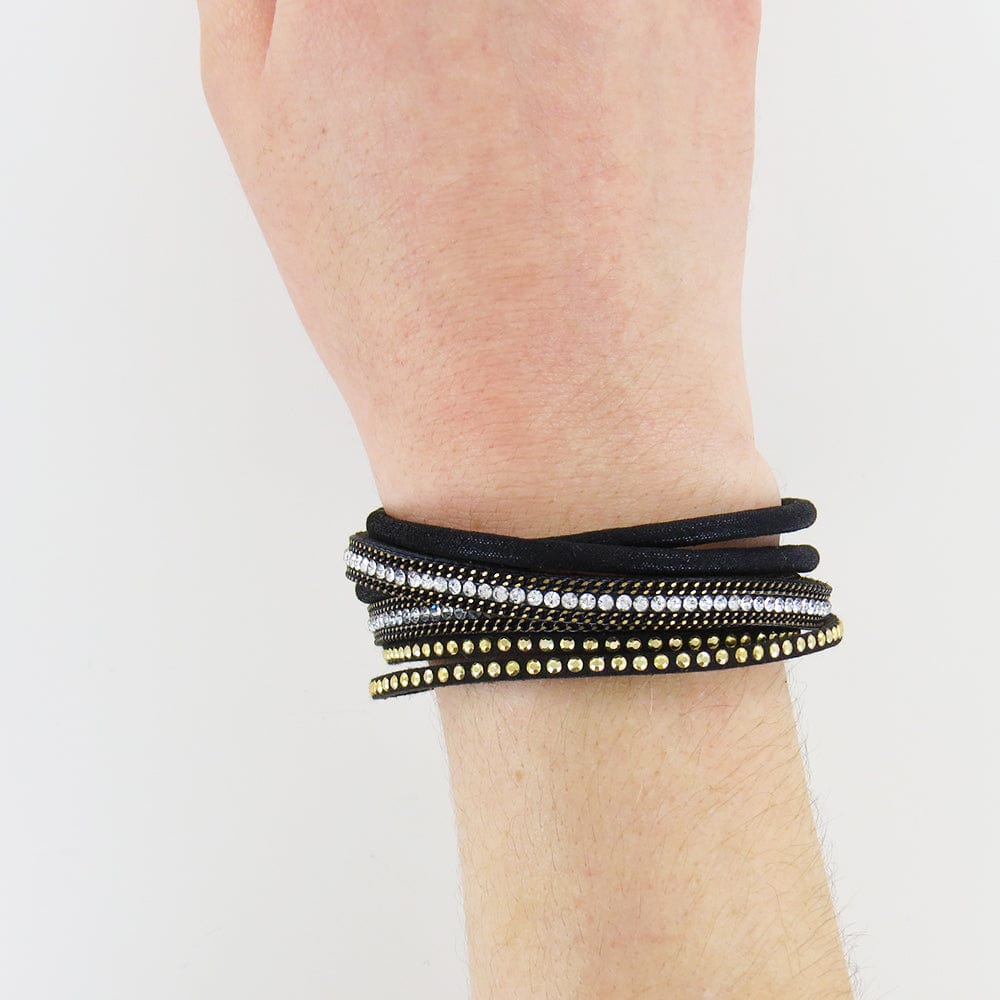 
                      
                        BRC-JM BLACK AND MATTE SILVER WRAP BRACELET
                      
                    