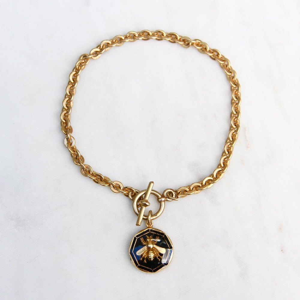 
                      
                        BRC-JM Black Enamel Bee Charm Bracelet
                      
                    