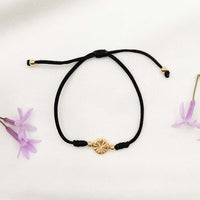 BRC-JM Bloom Bracelet - One Gold Flower - Black