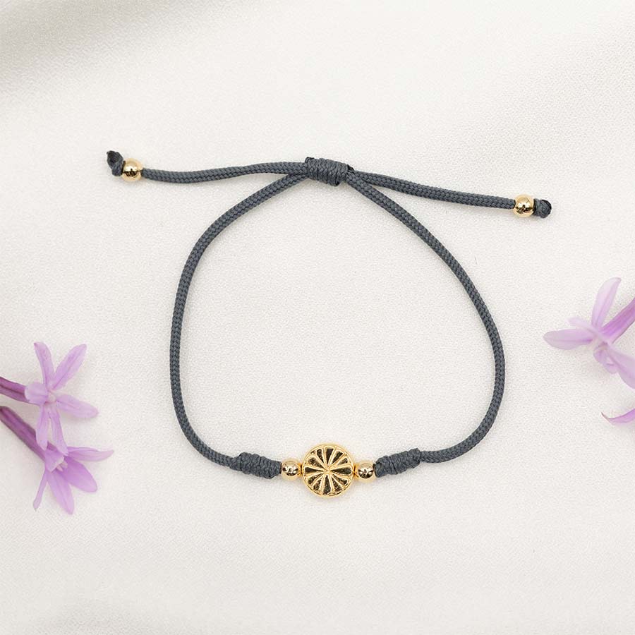 BRC-JM Bloom Bracelet - One Gold Flower - Slate
