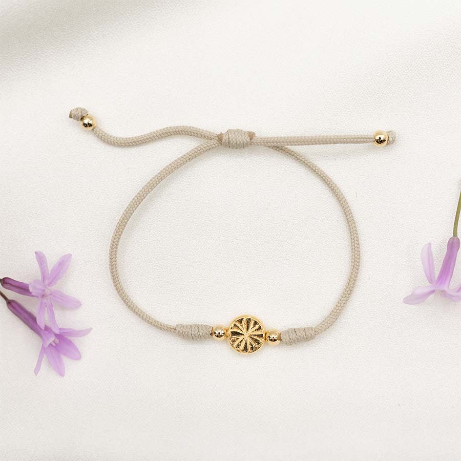 BRC-JM Bloom Bracelet - One Gold Flower - Tan