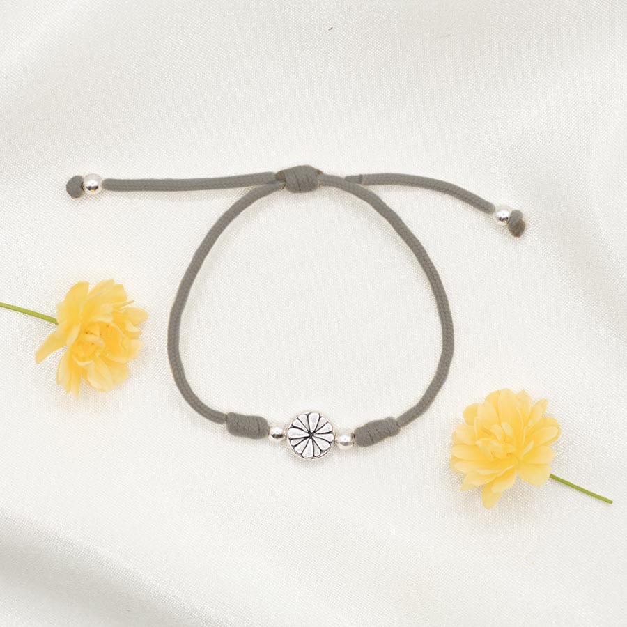 BRC-JM Bloom Bracelet - One Silver Flower - Slate