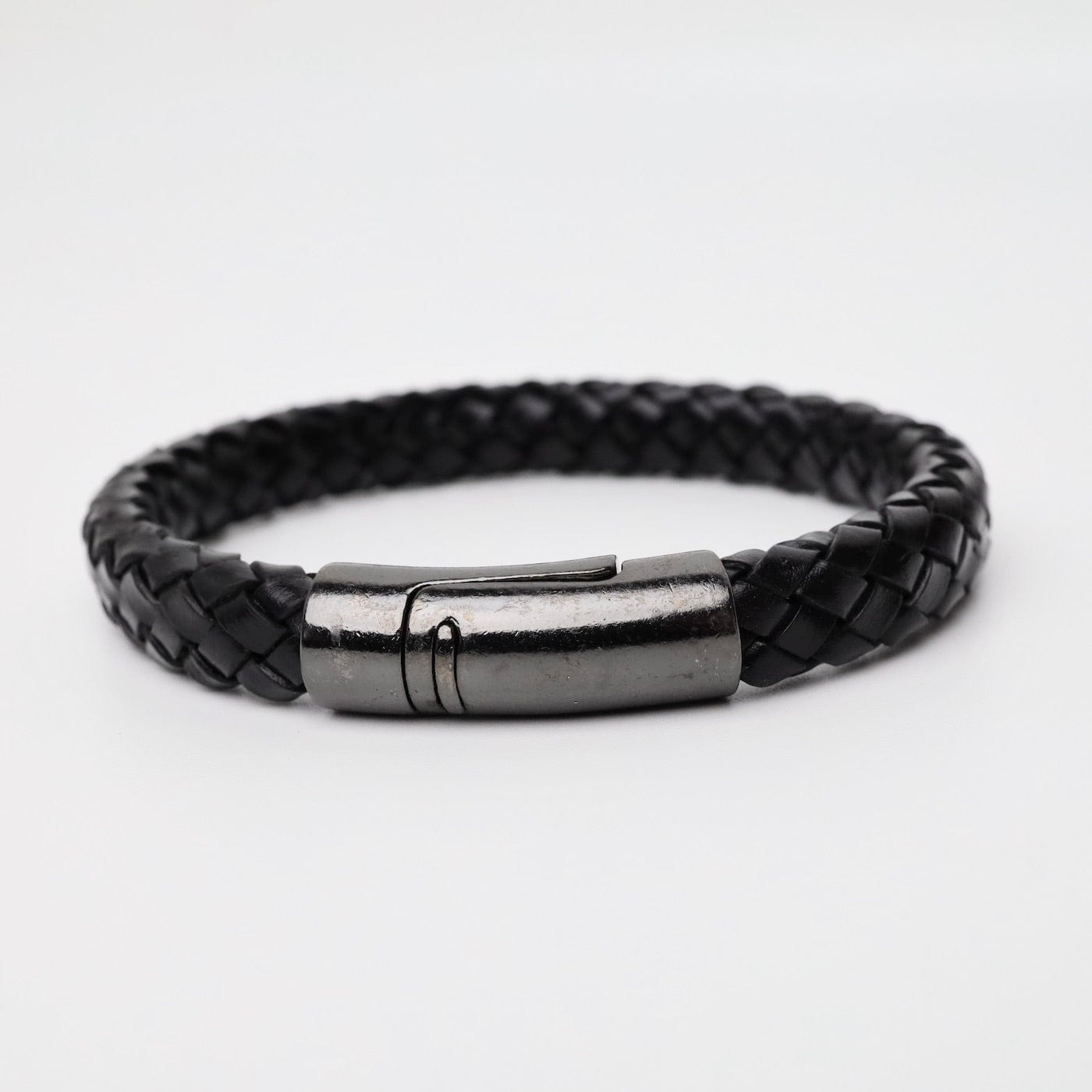 BRC-JM Braided Black Leather Bracelet