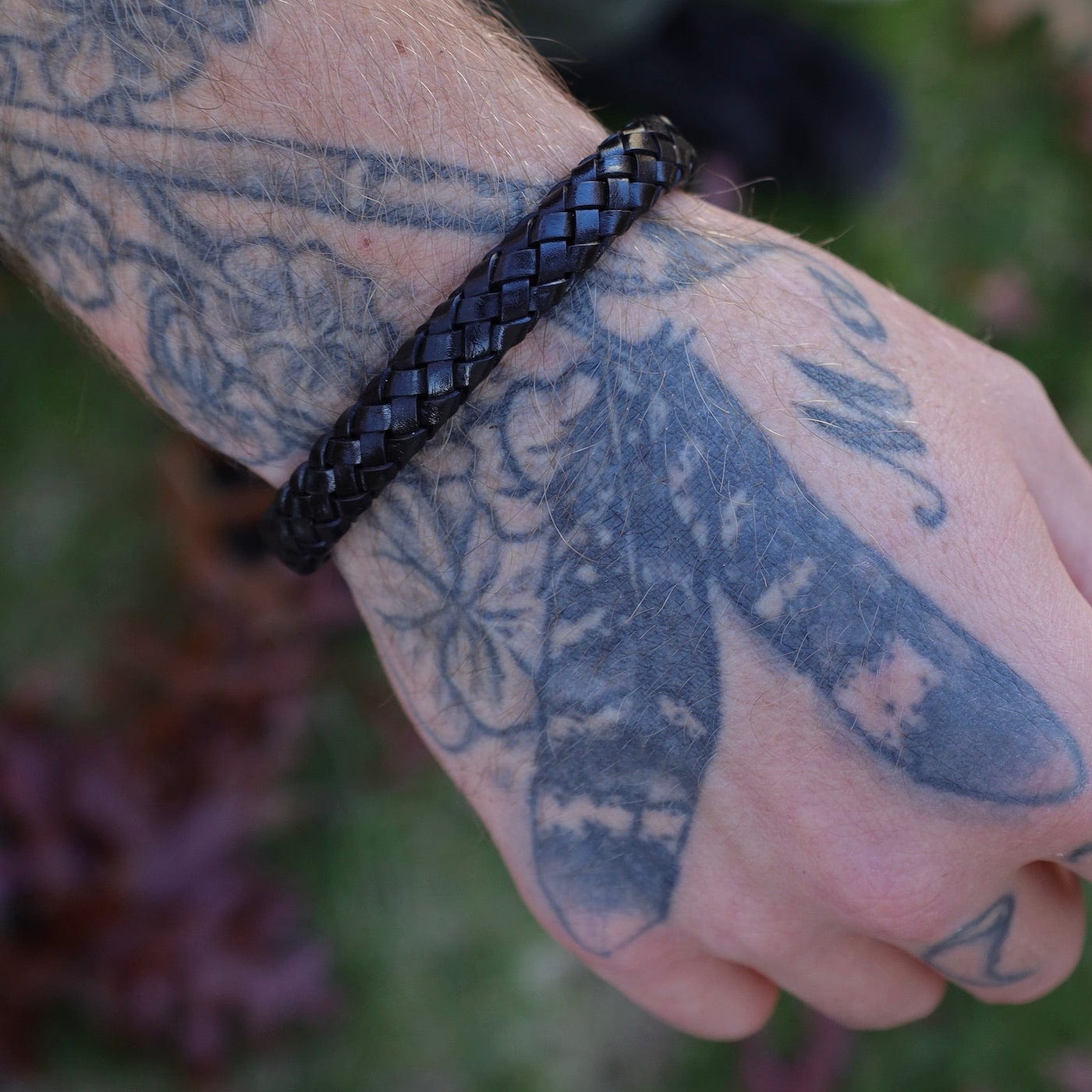 BRC-JM Braided Black Leather Bracelet