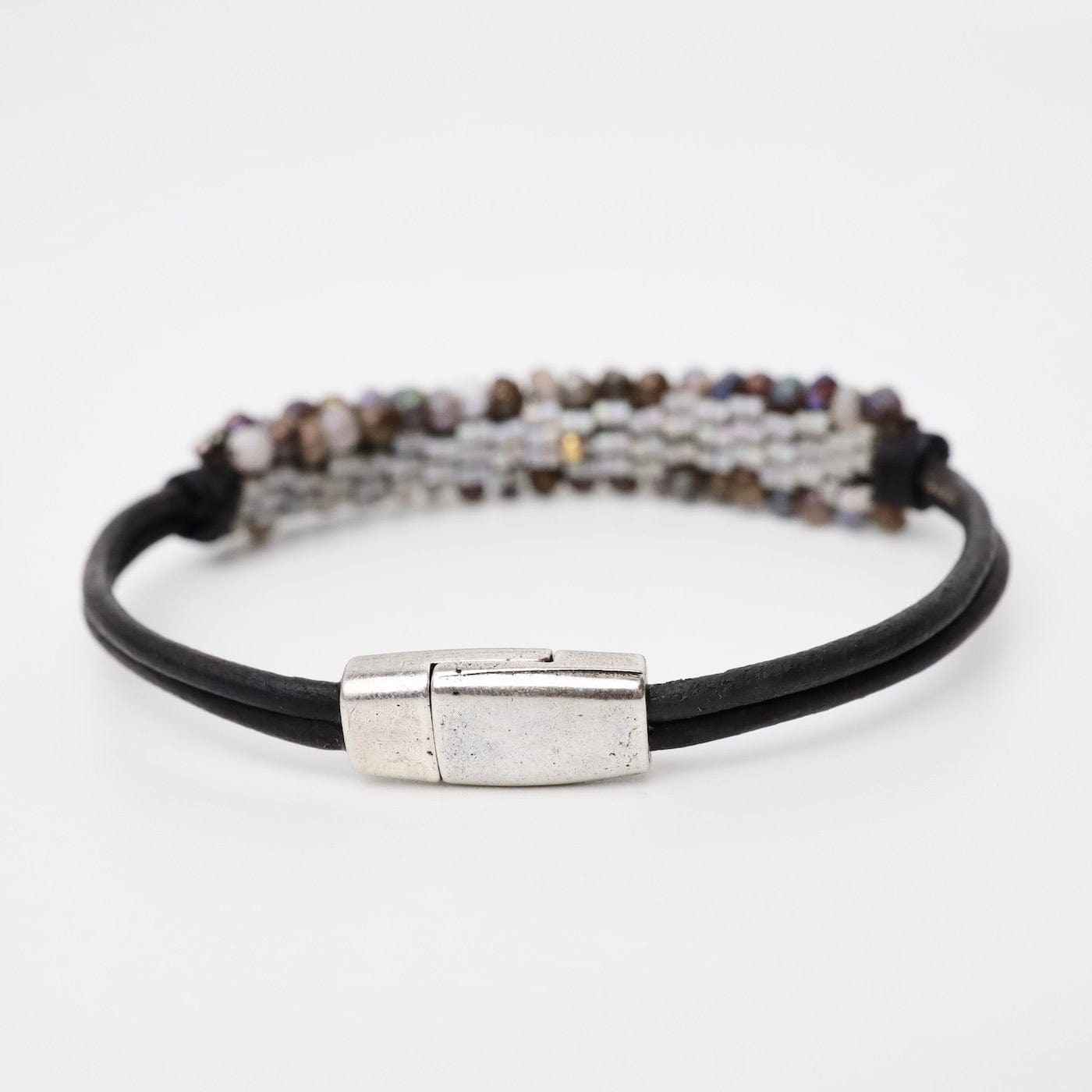 BRC-JM Cobblestone Silverite Leather Bracelet