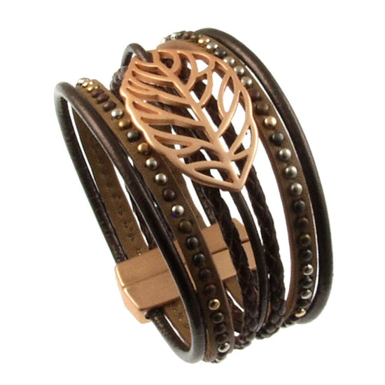 BRC-JM Copper Leather and Matte Gold Leaf Bracelet