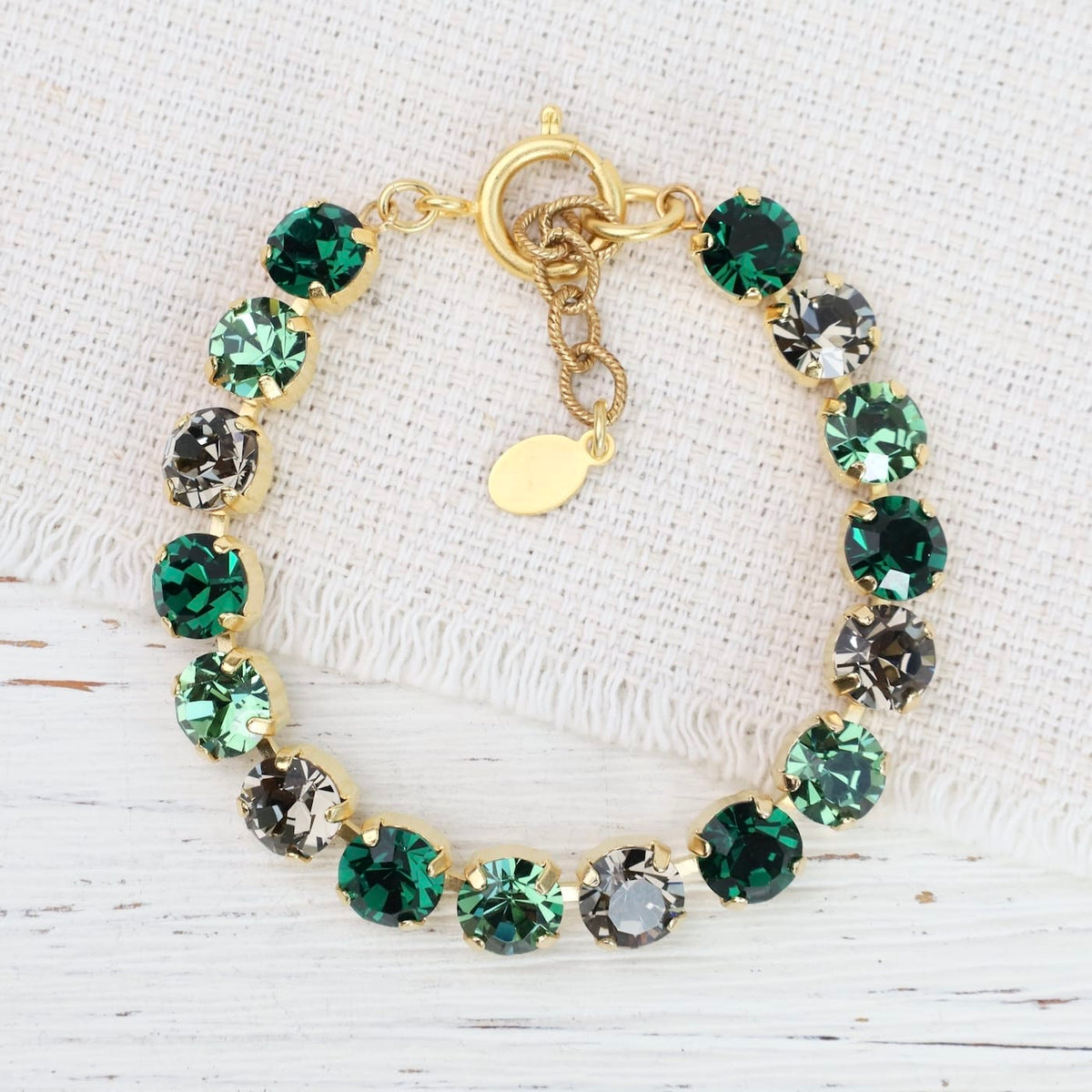 BRC-JM Emerald Crystal Line Bracelet - Gold Plate