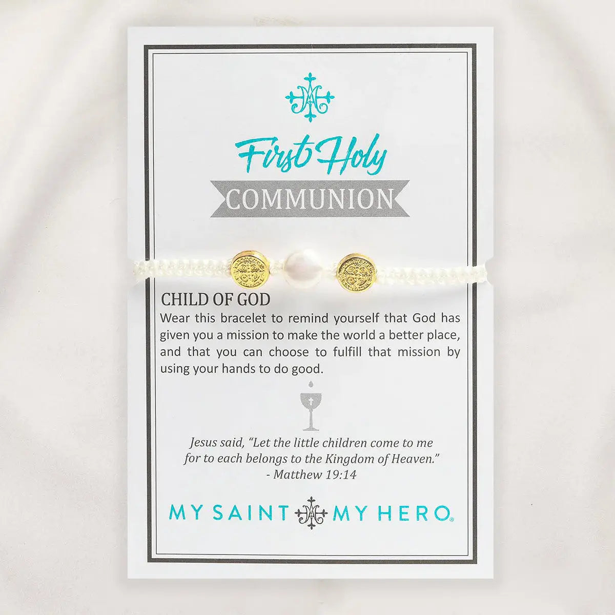 BRC-JM First Holy Communion Blessing Bracelet - Pearl - G