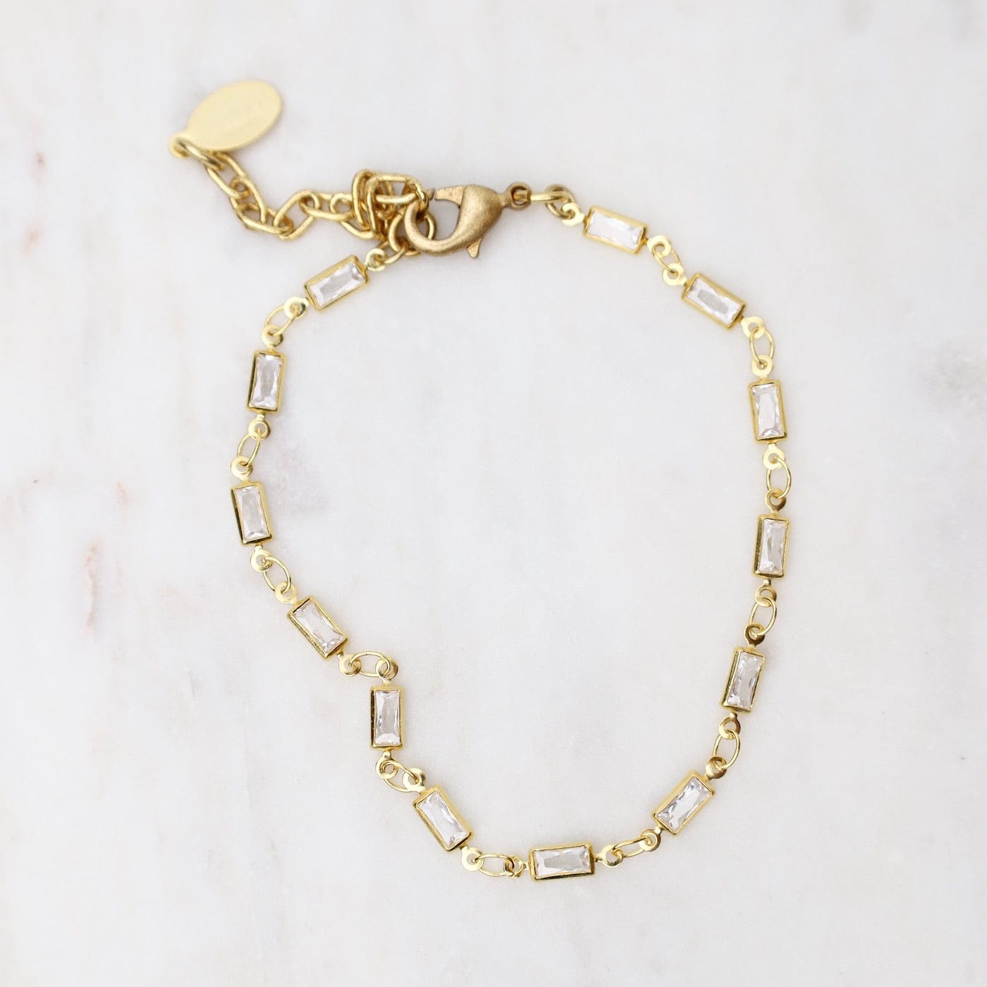 BRC-JM Gold Baguette Crystal Chain Bracelet