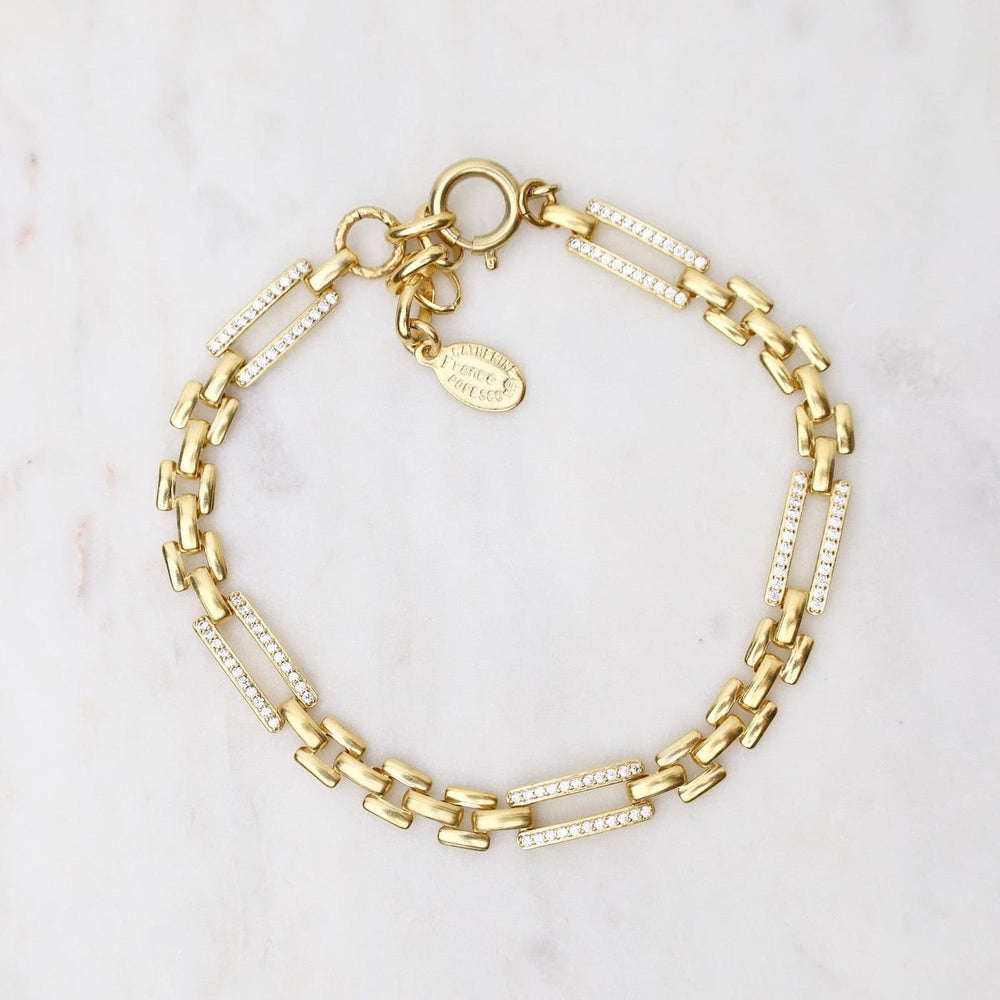 BRC-JM Gold Flat Link Chain Bracelet with Open Rectangles