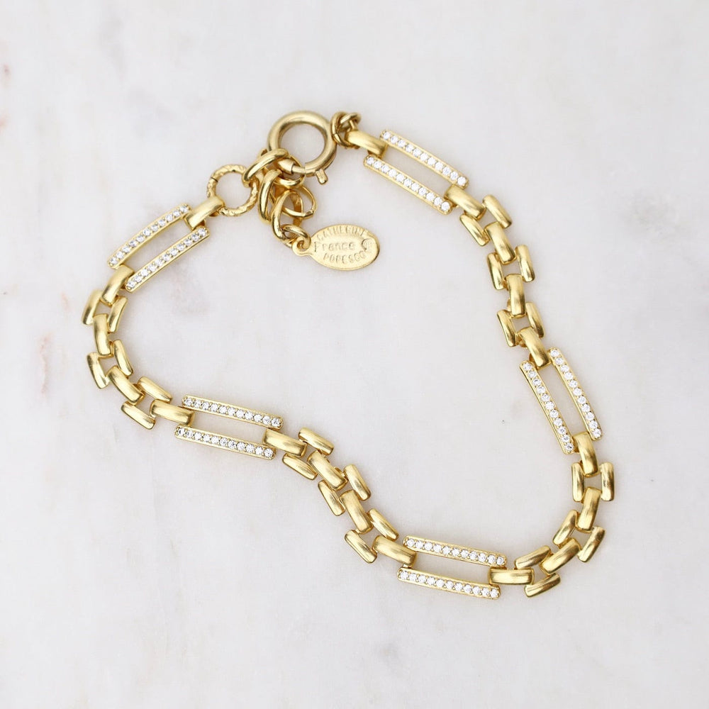 
                  
                    BRC-JM Gold Flat Link Chain Bracelet with Open Rectangles
                  
                