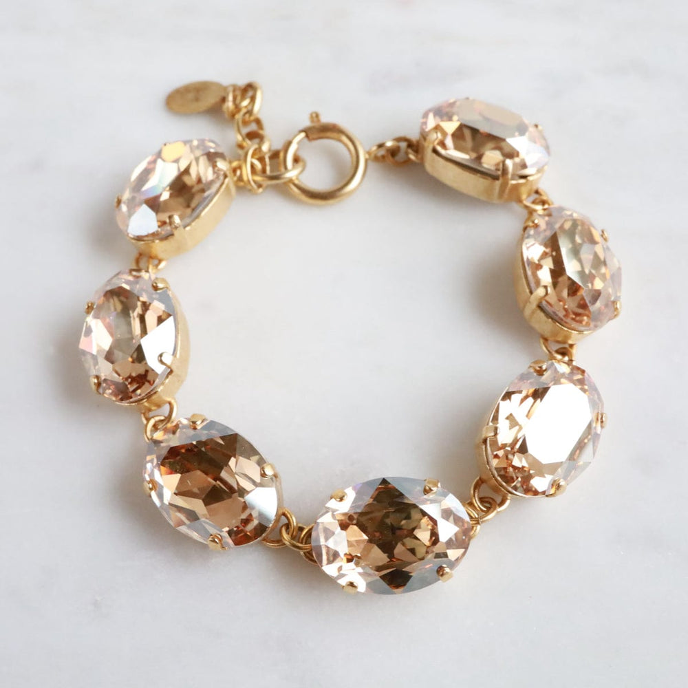 BRC-JM Gold Oval Crystal Bracelet - Champagne