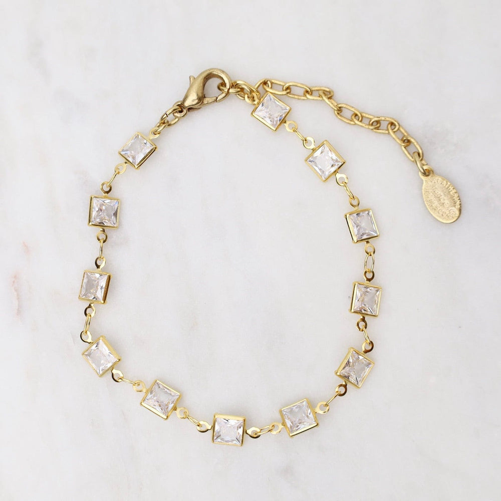 BRC-JM Gold Square Crystal Chain Bracelet