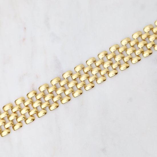 BRC-JM Gold Wide Flat Link Chain Bracelet